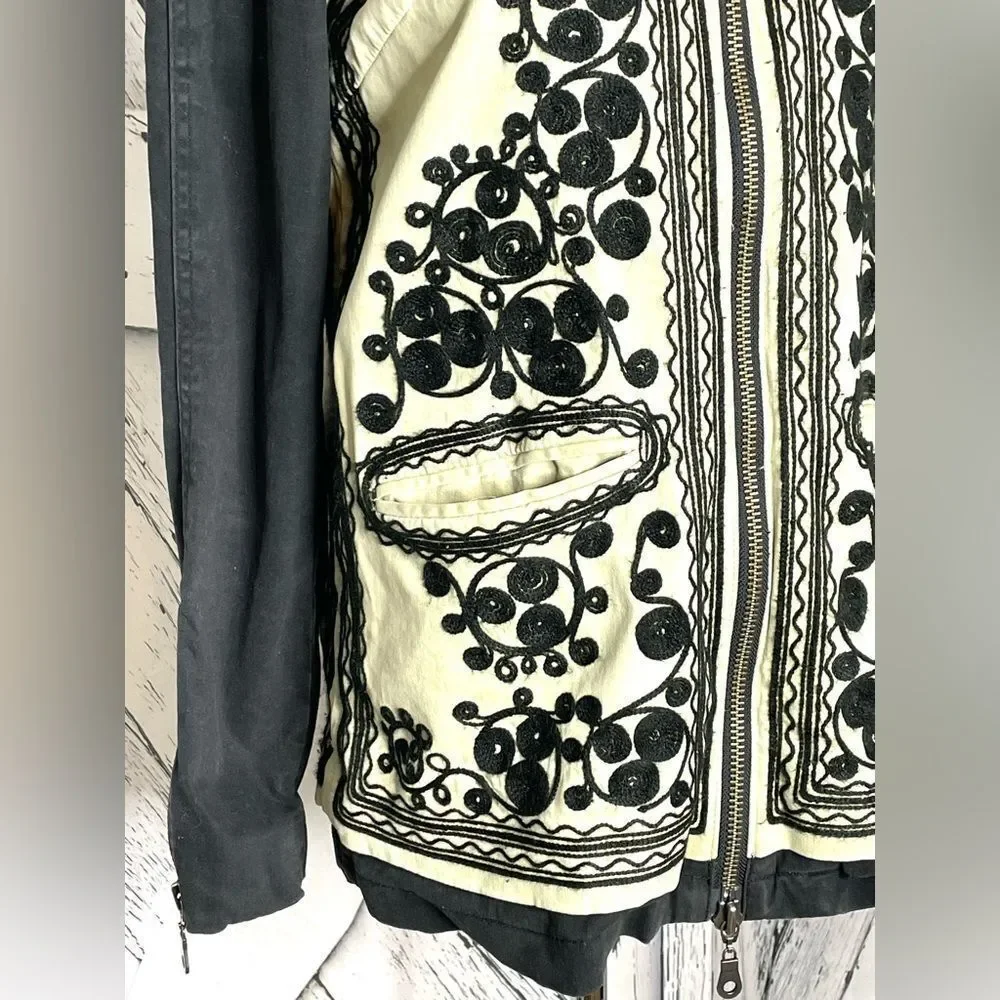 Free People Stitched Quill Embroidered Jacket Zipper Front XS